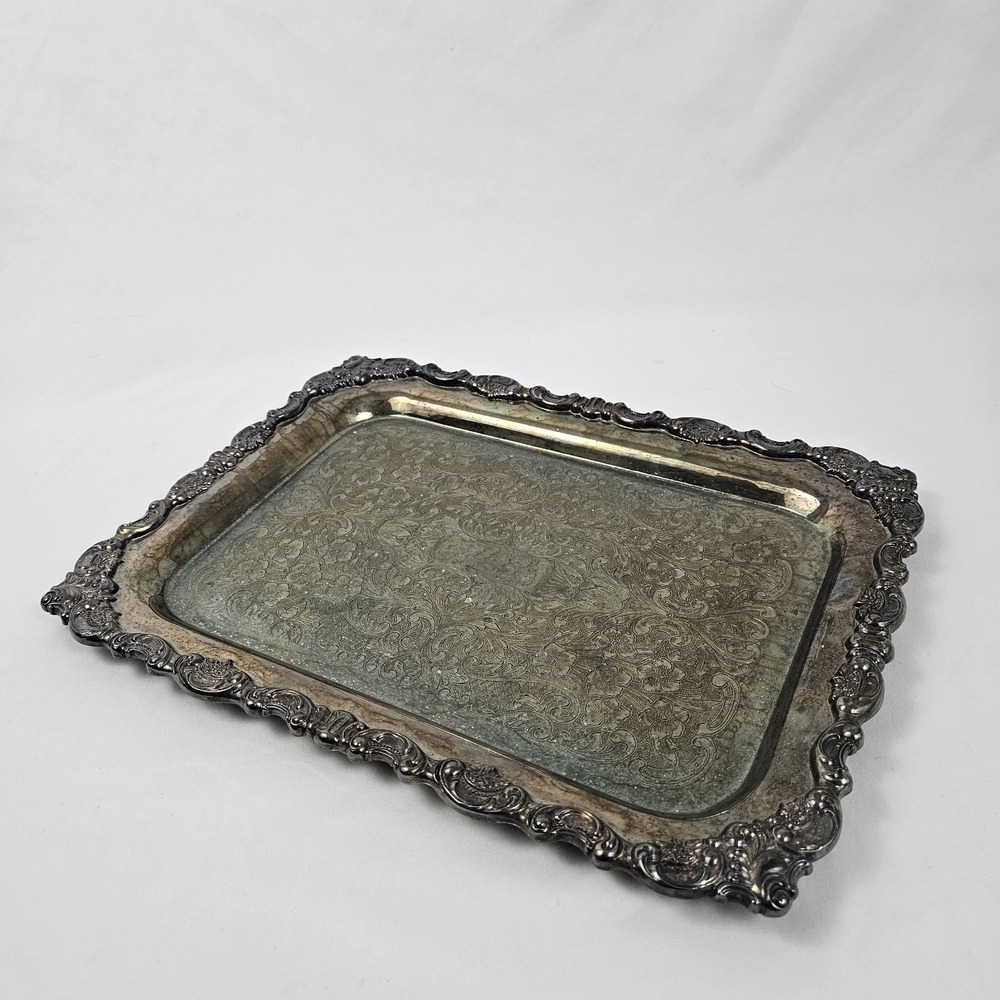 Vintage Baroque by Wallace Silverplate Serving Tray Platter 792 Rectangle 12x15